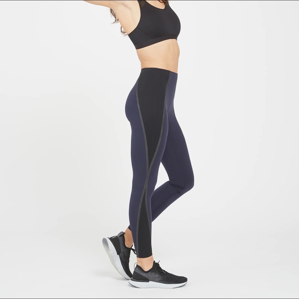 Spanx Active Mesh Contour Leggings Lapis Night Blue